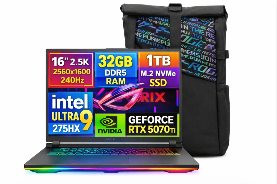 ROG STRIX G16 2025 16" 2.5K WQXGA 240HZ ULTRA 9 275HX SSD 1TB 32GB DDR5 NVIDIA RTX 5070ti 12GB