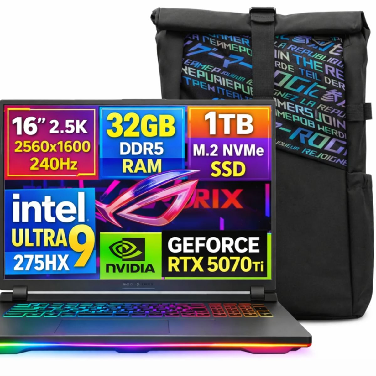 ASUS - ASUS ROG STRIX G16 2025 16" 2.5K WQXGA 240HZ ULTRA 9 275HX SSD 1TB 32GB DDR5 NVIDIA RTX 5070ti 12GB