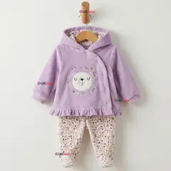 JUMP KIDS - Conjunto 2 Piezas Buzo Pantalón Y Polerón Con Capucha Tela Plush Lila Bebé Niña