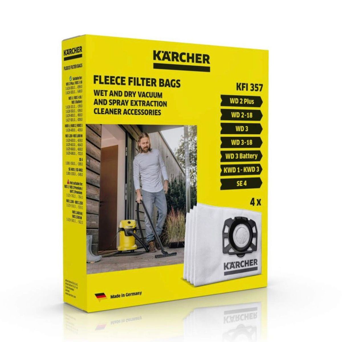 KARCHER - Bolsas Filtro de fieltro para aspiradora Karcher Wd3 premium se4001 KFI357