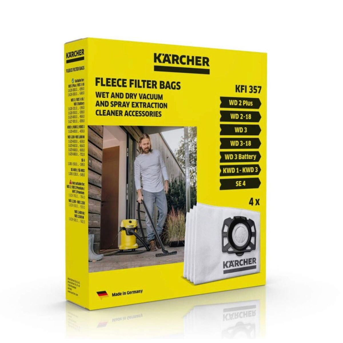 KARCHER - Bolsas Filtro de fieltro para aspiradora Karcher Wd3 premium se4001 KFI357