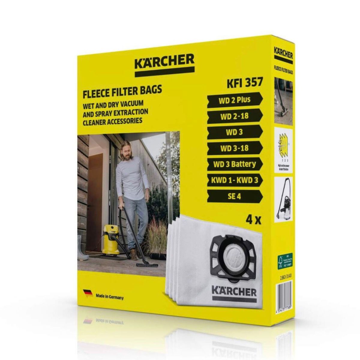 KARCHER - Bolsas Filtro de fieltro para aspiradora Karcher Wd3 premium se4001 KFI357