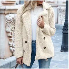 TIOZONEY - Chaqueta de felpa para mujer- Blanco