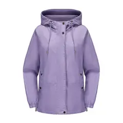 TIOZONEY - Chaqueta cortaviento suelta con capucha para mujer-Morado