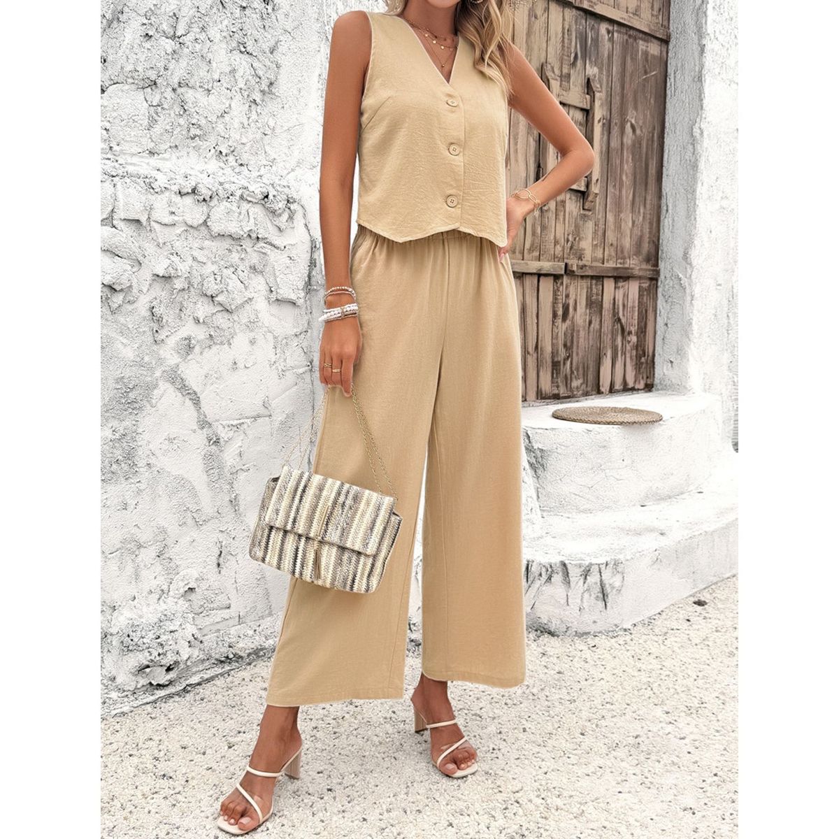 TIOZONEY - Conjunto de chaleco para mujer