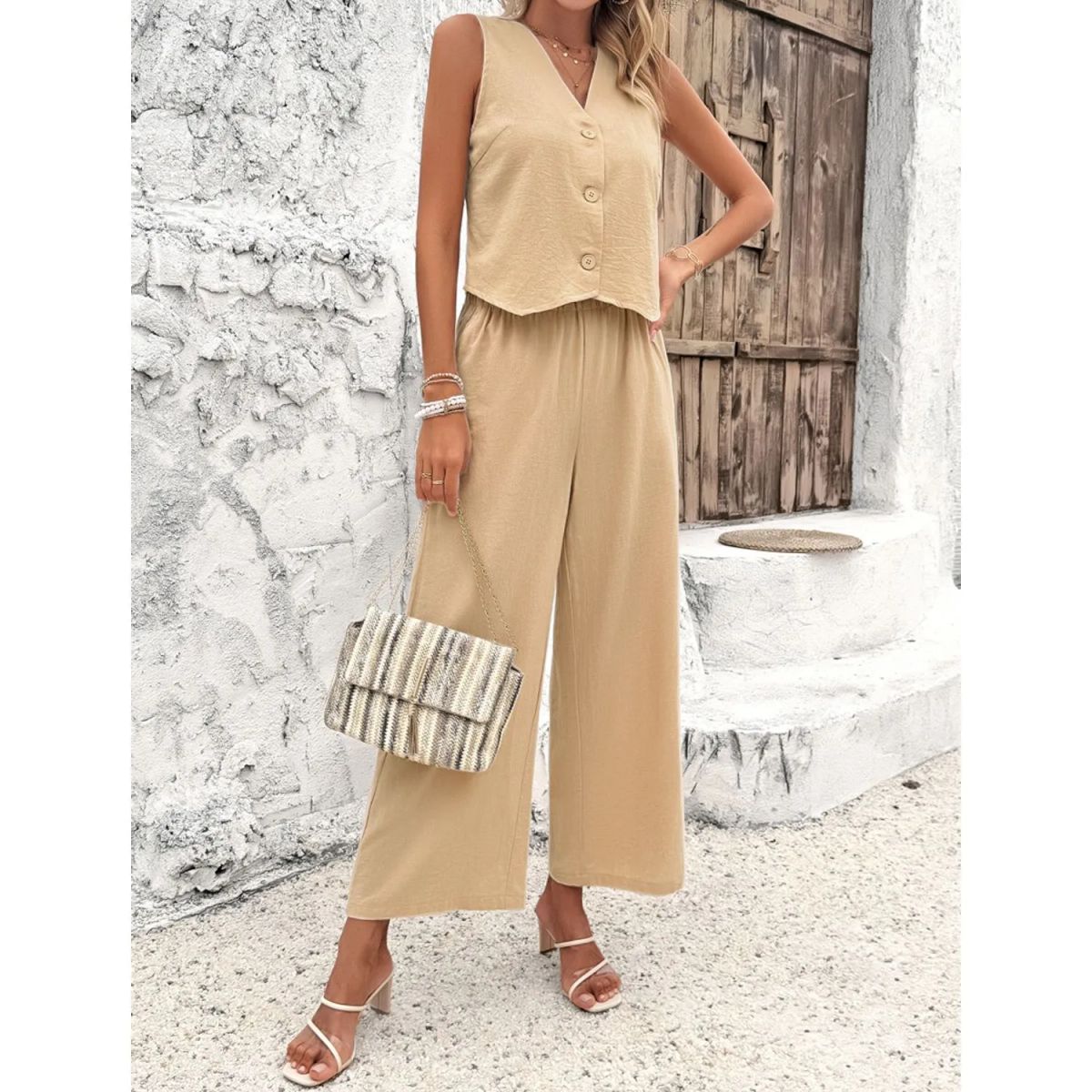 TIOZONEY - Conjunto de chaleco para mujer