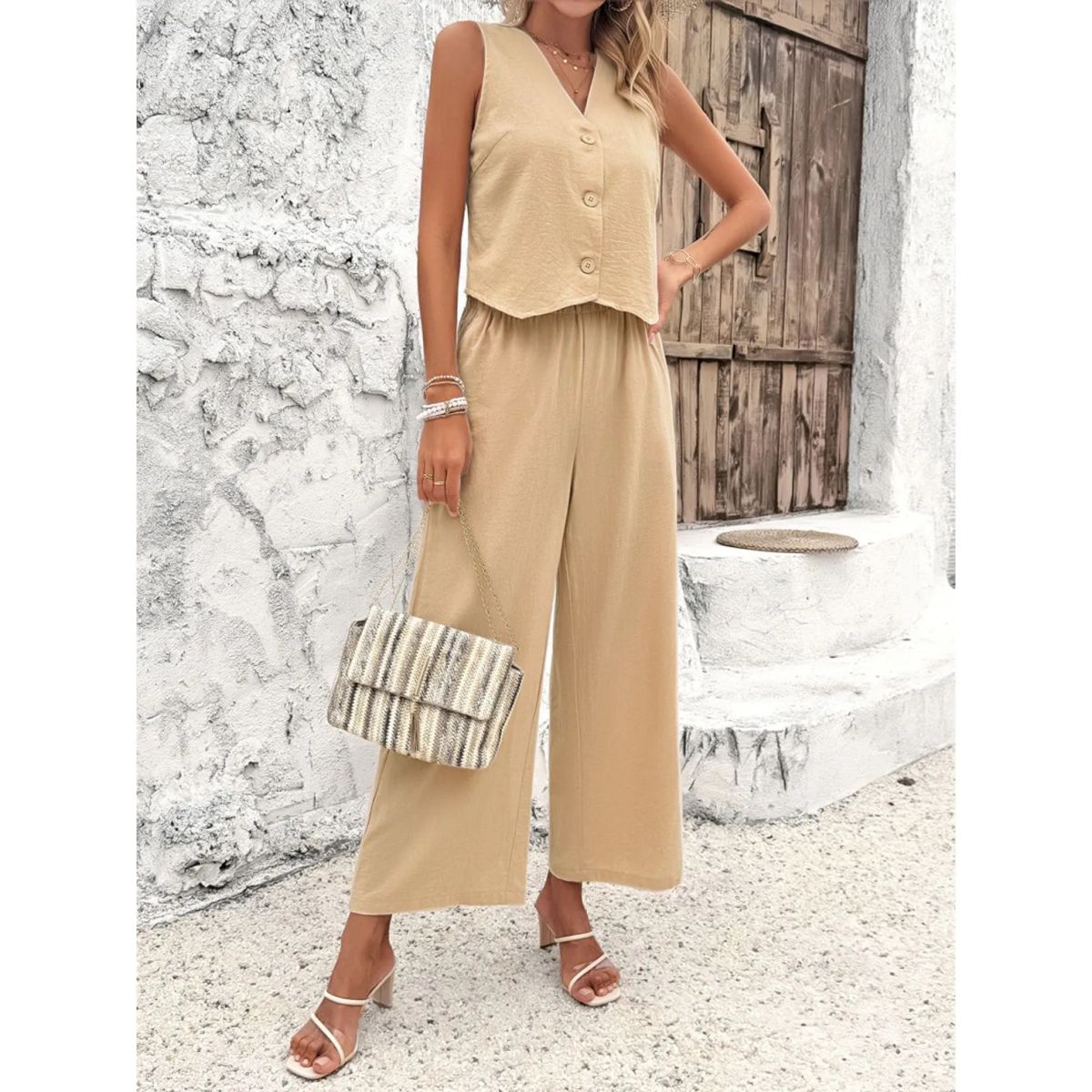 TIOZONEY - Conjunto de chaleco para mujer