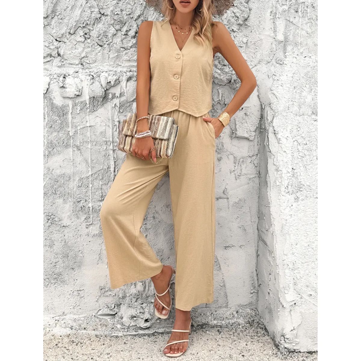 TIOZONEY - Conjunto de chaleco para mujer