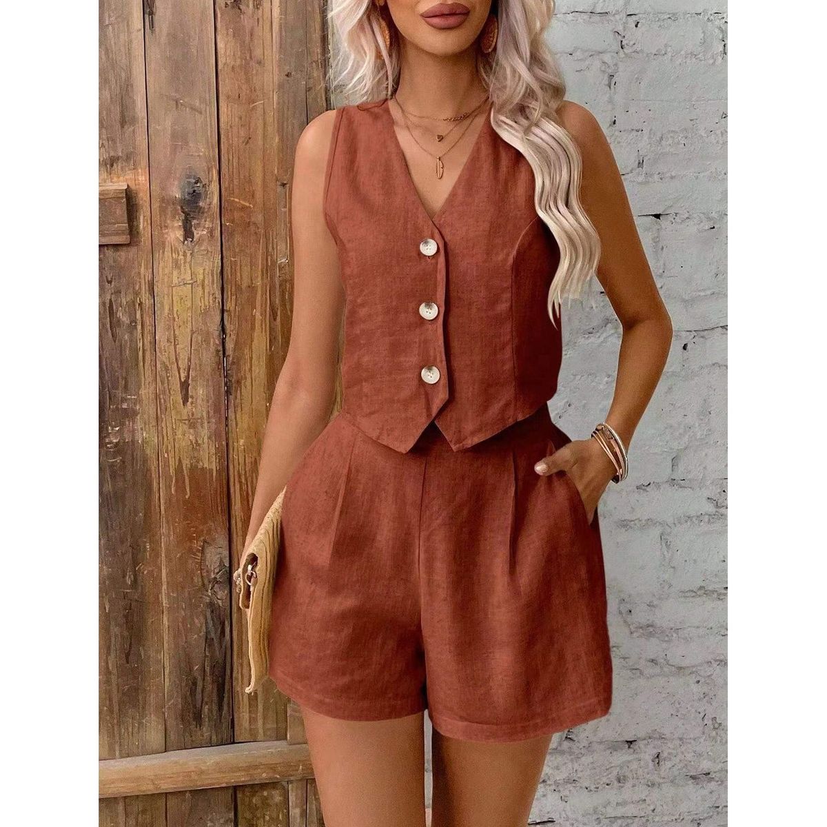 TIOZONEY - Blazer vest y pantalones casuales para mujeres Traje