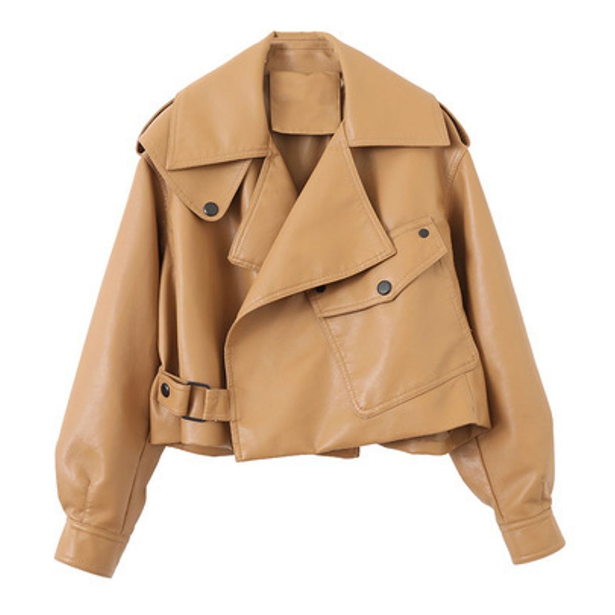 TIOZONEY - Chaqueta PU Sintético Mujer - Café