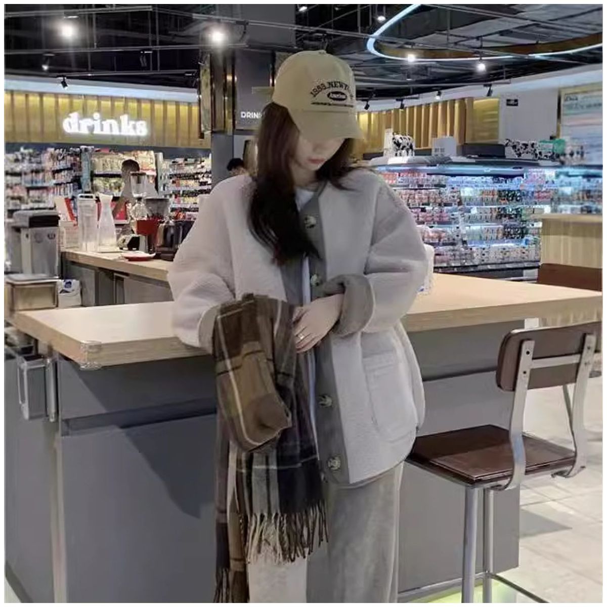 TIOZONEY - Chaqueta de manga larga para mujer - Gris
