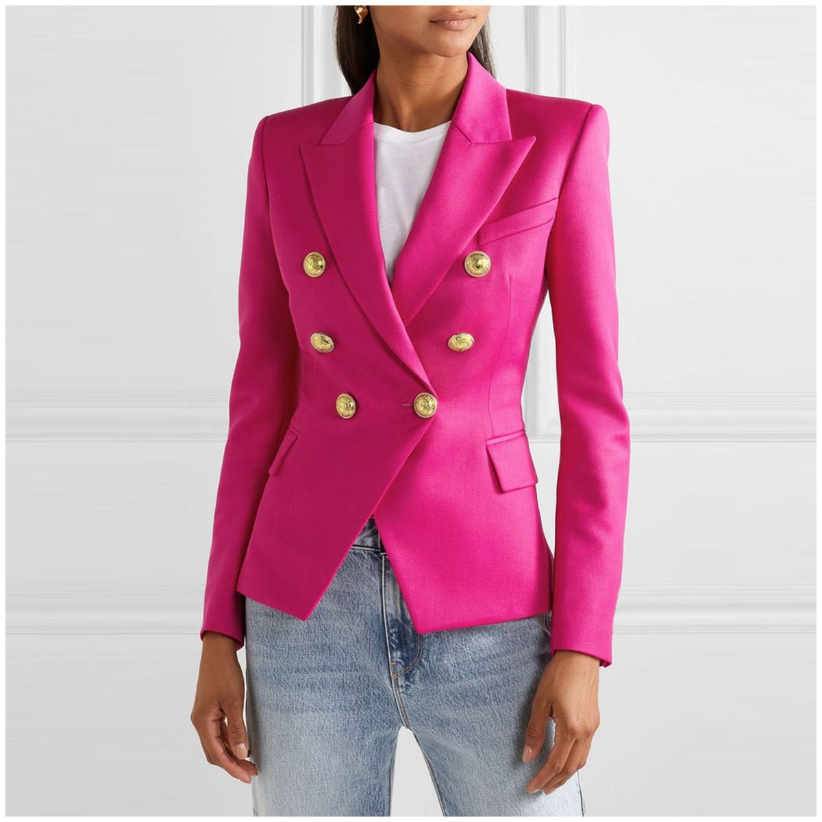 TIOZONEY - Blazer para Mujer - Rojo