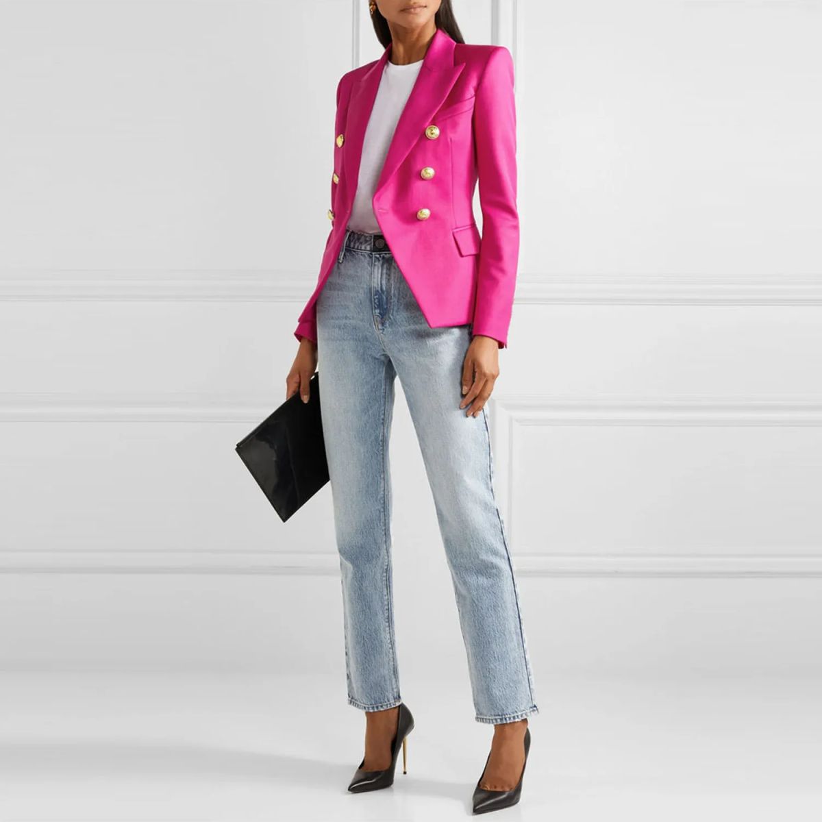 TIOZONEY - Blazer para Mujer - Rojo
