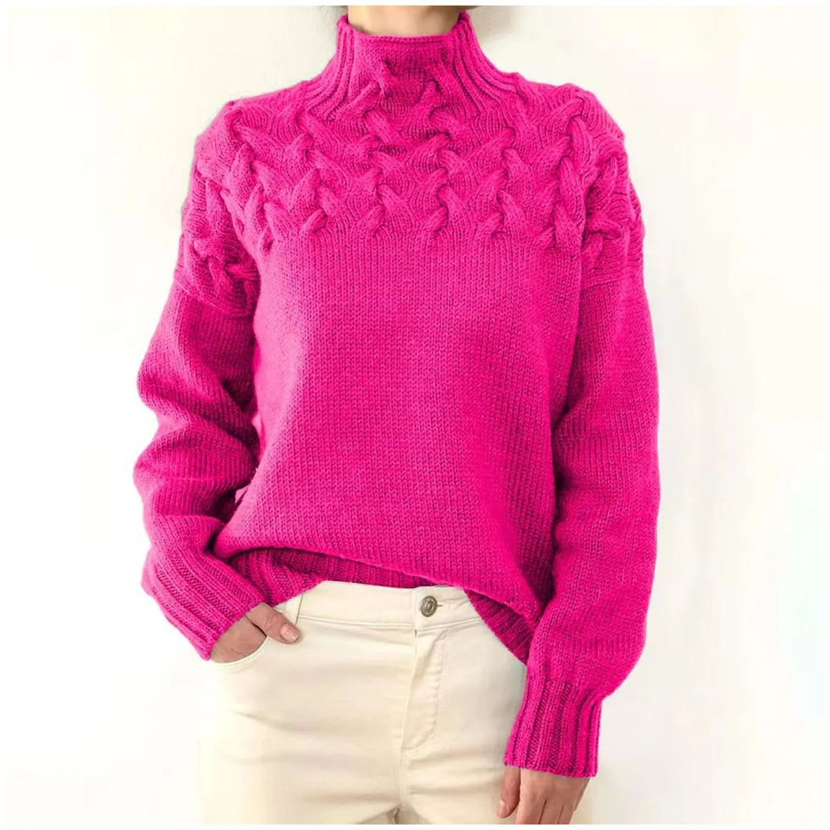 TIOZONEY - Sweater Cuello de Cuello Alto Mujer