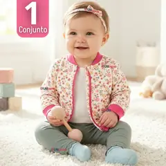 JUMP KIDS - Conjunto 2 Piezas Buzo Pantalón Y Polerón De Algodón Pink Flowers Bebé Niña