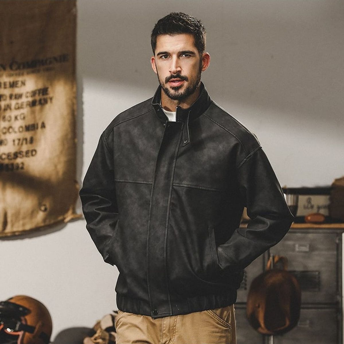 TIOZONEY - Chaqueta de solapa masculina blusa retro