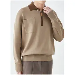 TIOZONEY - Camisa de solapa de manga larga para hombres