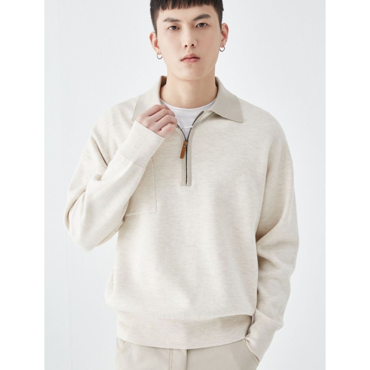 TIOZONEY - Camisa de solapa de manga larga para hombres