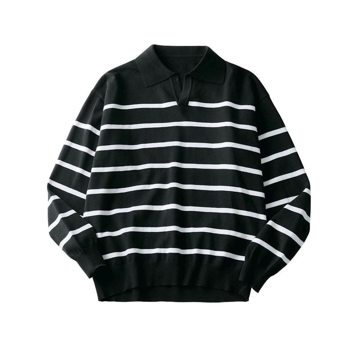 TIOZONEY - Suéter polo de punto para hombres de manga larga