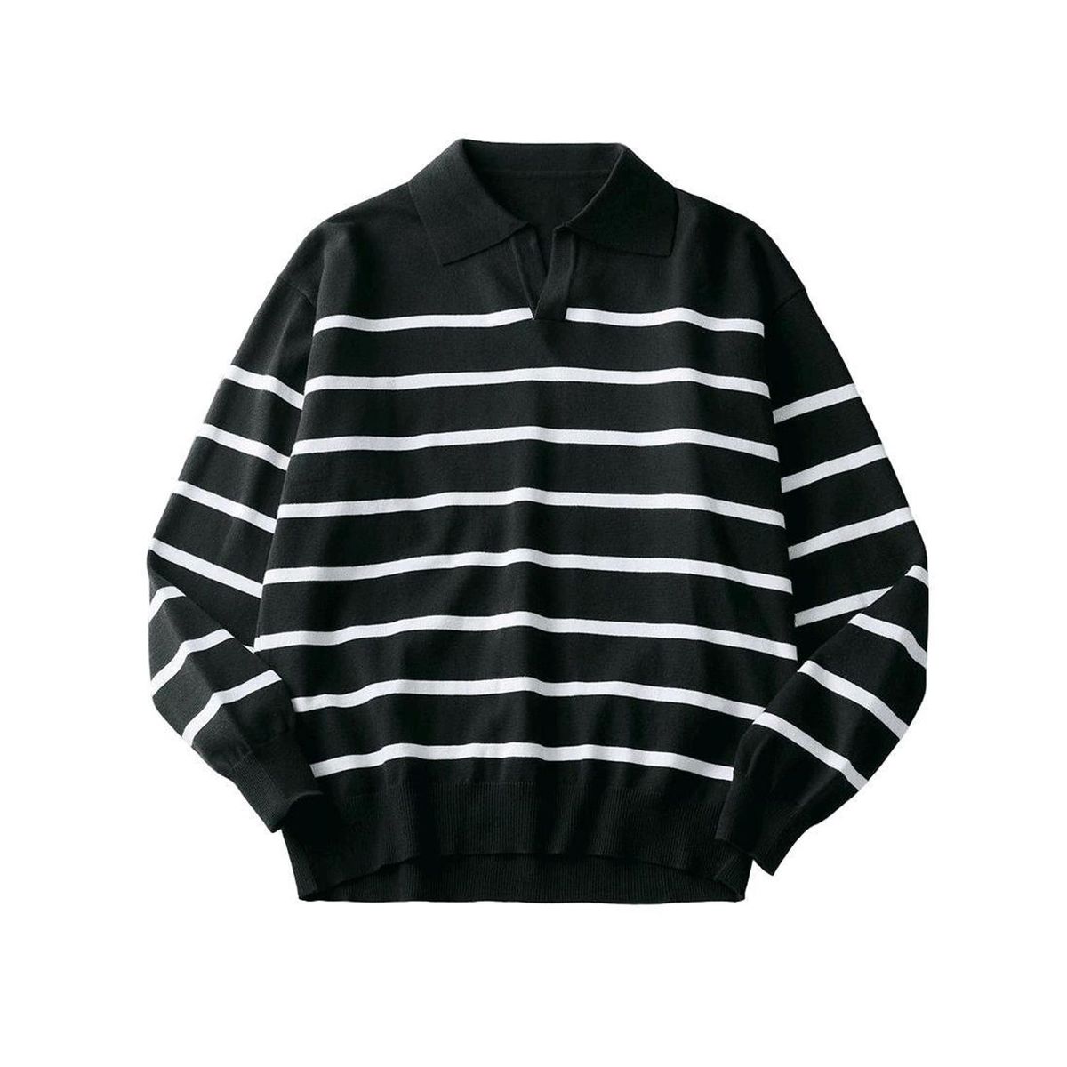 TIOZONEY - Suéter polo de punto para hombres de manga larga