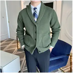 TIOZONEY - Chaqueta de suéter de lana para hombres