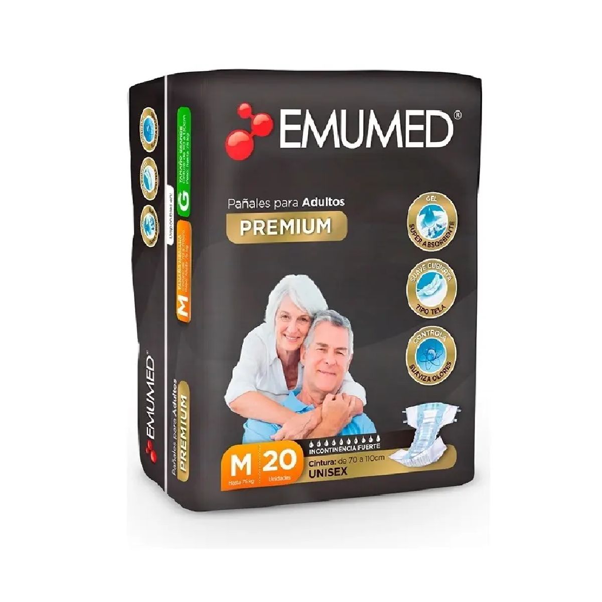 EMUMED - Pañal Adultos Emumed Premium - Talla M - 20uds