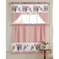 GENERICO - Set de Cortinas de Cocina 3 Piezas Diseño Elegante y Decorativo