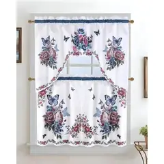 GENERICO - Set de Cortinas de Cocina 3 Piezas Diseño Elegante y Decorativo