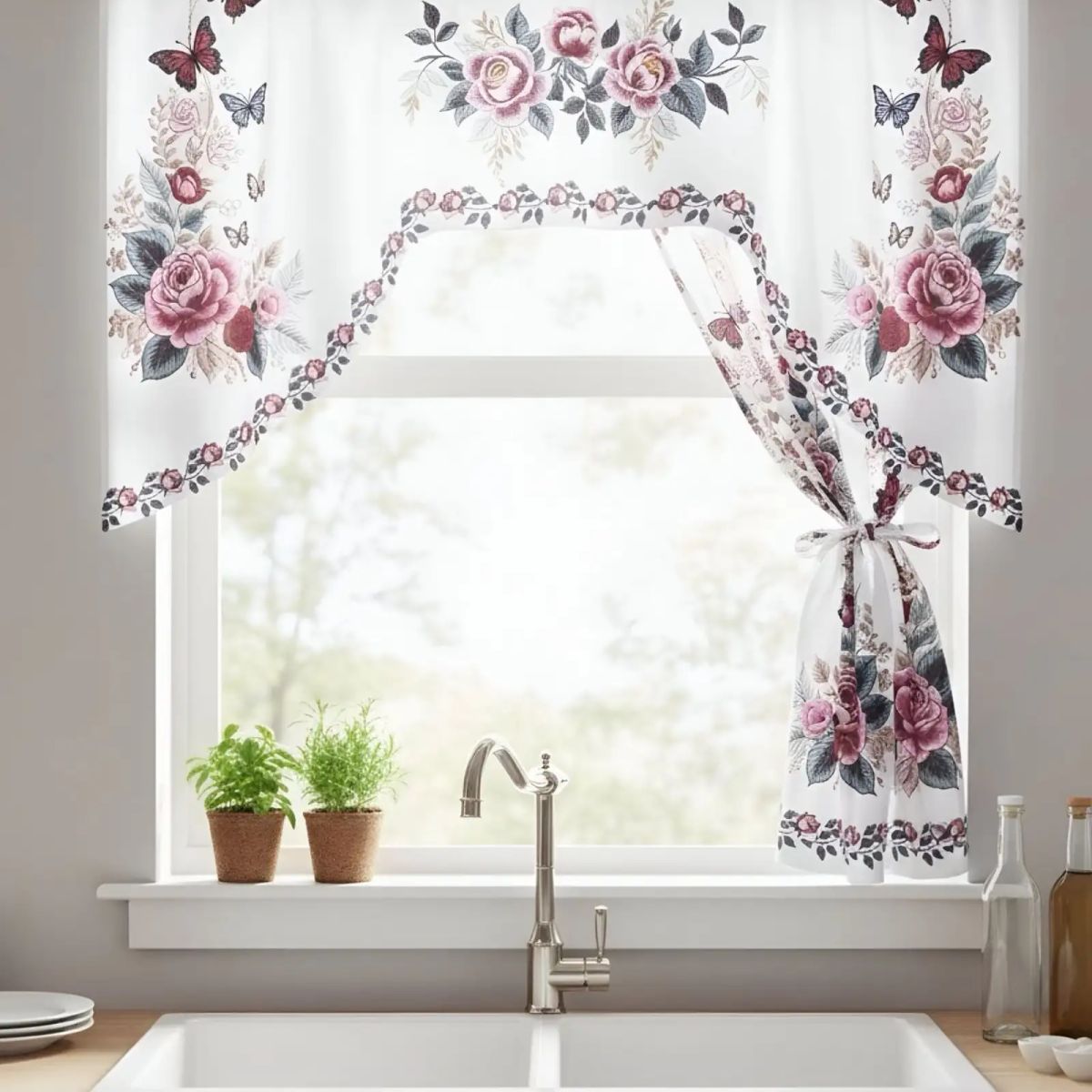GENERICO - Juego de Cortinas para Cocina 3 Piezas Tela de Alta Resistencia y Lavable