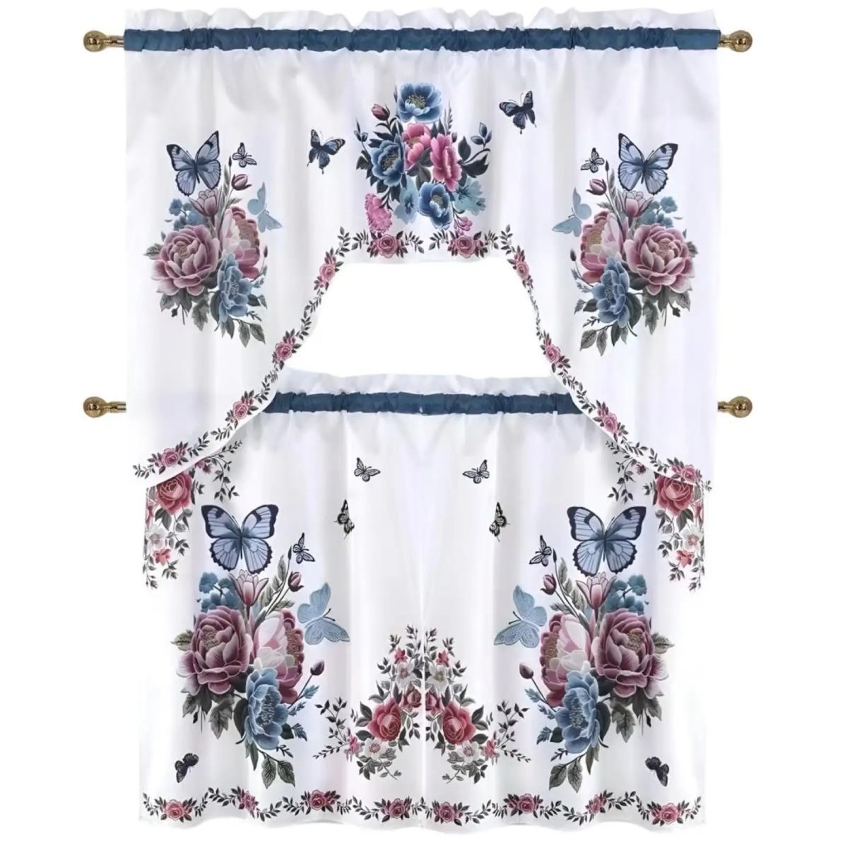 GENERICO - Juego de Cortinas para Cocina 3 Piezas Tela de Alta Resistencia y Lavable