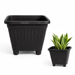 GENERICO - Macetero Plástico Cuadrado Negro 40 cm