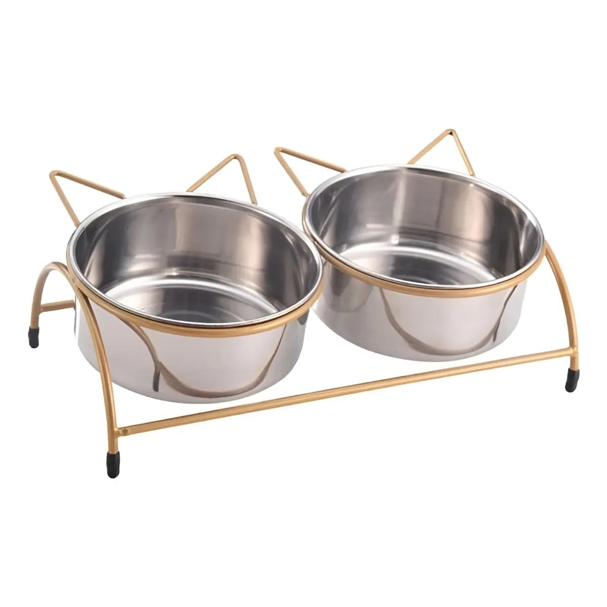 GENERICO - Plato Elevado Doble Gatos Perros Acero Inoxidable 16 Centimetros
