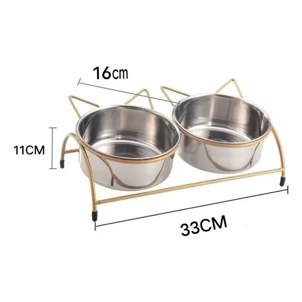 GENERICO - Plato Elevado Doble Gatos Perros Acero Inoxidable 16 Centimetros