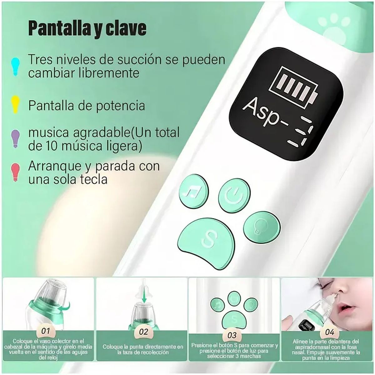 GENERICO - Aspirador Nasal para Bebé Saca Mocos