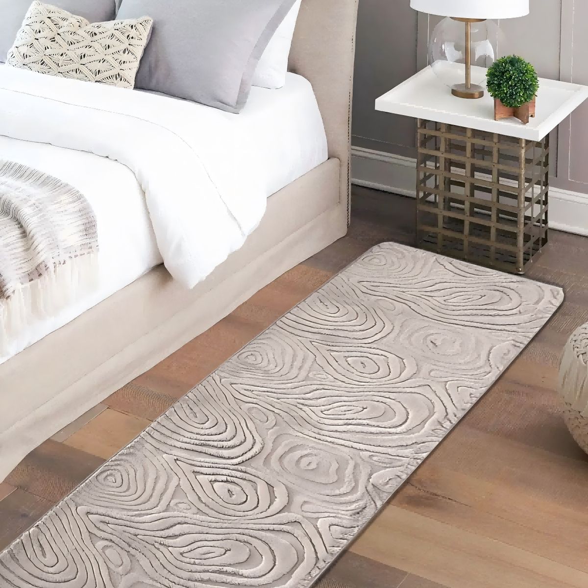 GENERICO - Alfombra moderna de pelo largo y suave para dormitorio 60x180cm