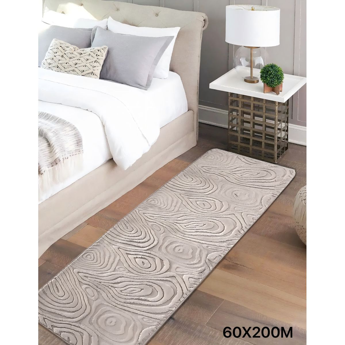 GENERICO - Alfombra moderna de pelo largo y suave para dormitorio 60x180cm