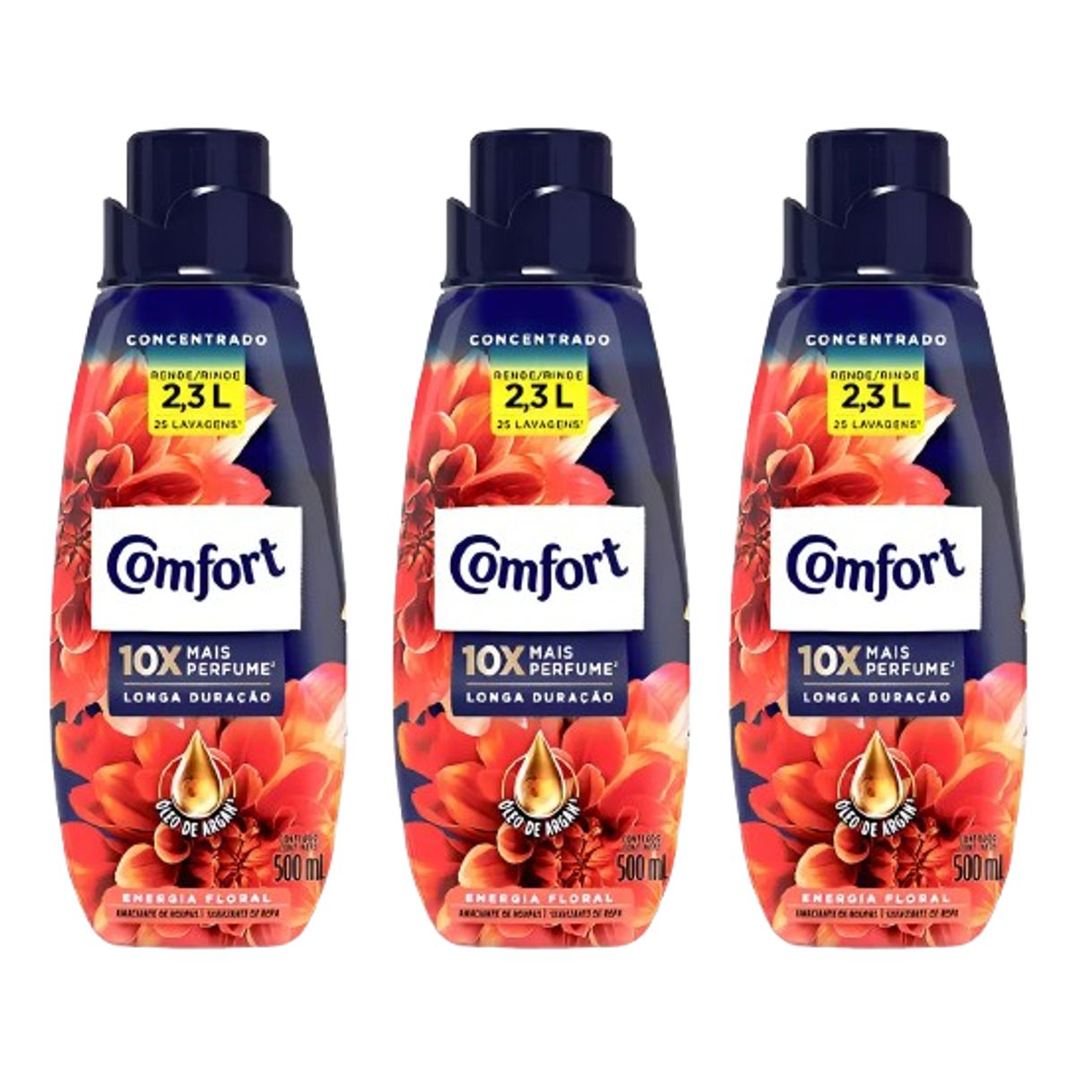 CONFORT - Pack 3 Suavizante Comfort Concentrado Energia Floral en botella 500 ML