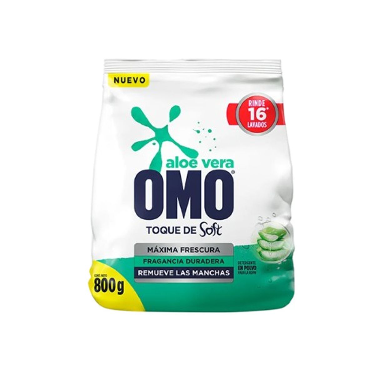 OMO - X2 Detergente Omo Polvo Frescura Aloe Vera Toque De Soft 800g