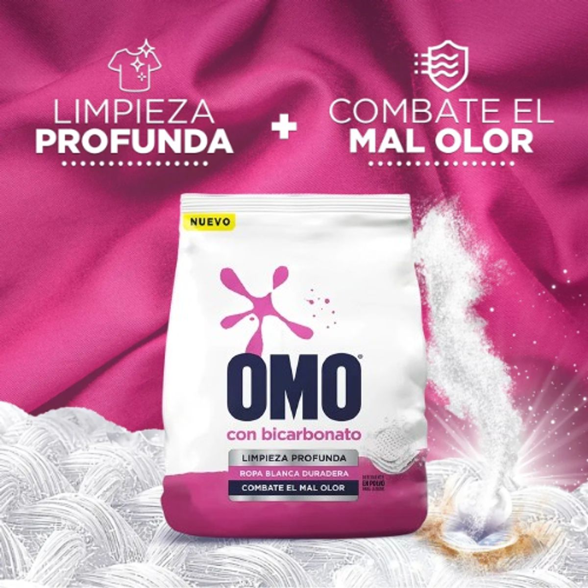 OMO - X6 Detergente En Polvo Omo Con Bicarbonato 800g Ropa Blanca
