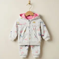 JUMP KIDS - Conjunto 2 Piezas Buzo Pantalón Y Polerón De Algodón Gray Butterflies Bebé Niña