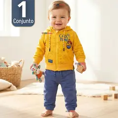 JUMP KIDS - Conjunto 2 Piezas Buzo Pantalón Y Polerón De Algodón Amarillo Bebé Niño