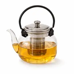 GENERICO - Tetera Cristal 1200Ml Con Filtro Infusor Asas Practica Hogar