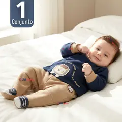 JUMP KIDS - Conjunto 2 Piezas Buzo Pantalón Y Polerón De Algodón Blue Lion Bebé Niño