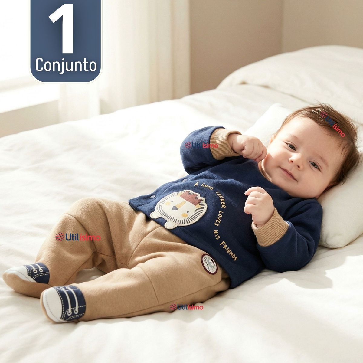 JUMP KIDS - Conjunto 2 Piezas Buzo Pantalón Y Polerón De Algodón Blue Lion Bebé Niño
