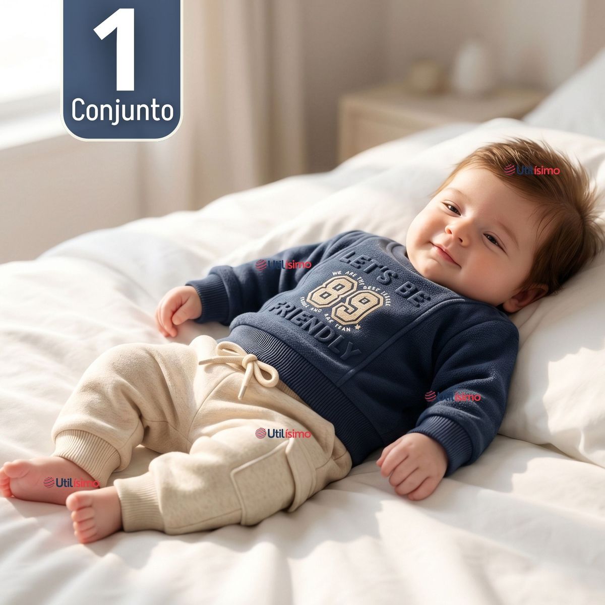 JUMP KIDS - Conjunto 2 Piezas Buzo Pantalón Y Polerón De Algodón Azul Bebé Niño