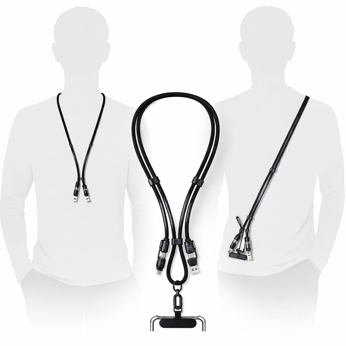 GENERICO - Cable colgante 4 en 1 lanyard carga rápida 65W