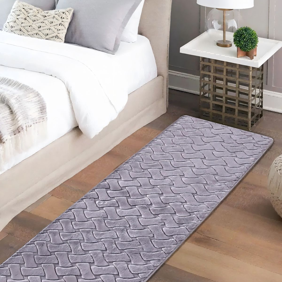 GENERICO - Alfombra moderna de pelo largo y suave para dormitorio 60x180cm