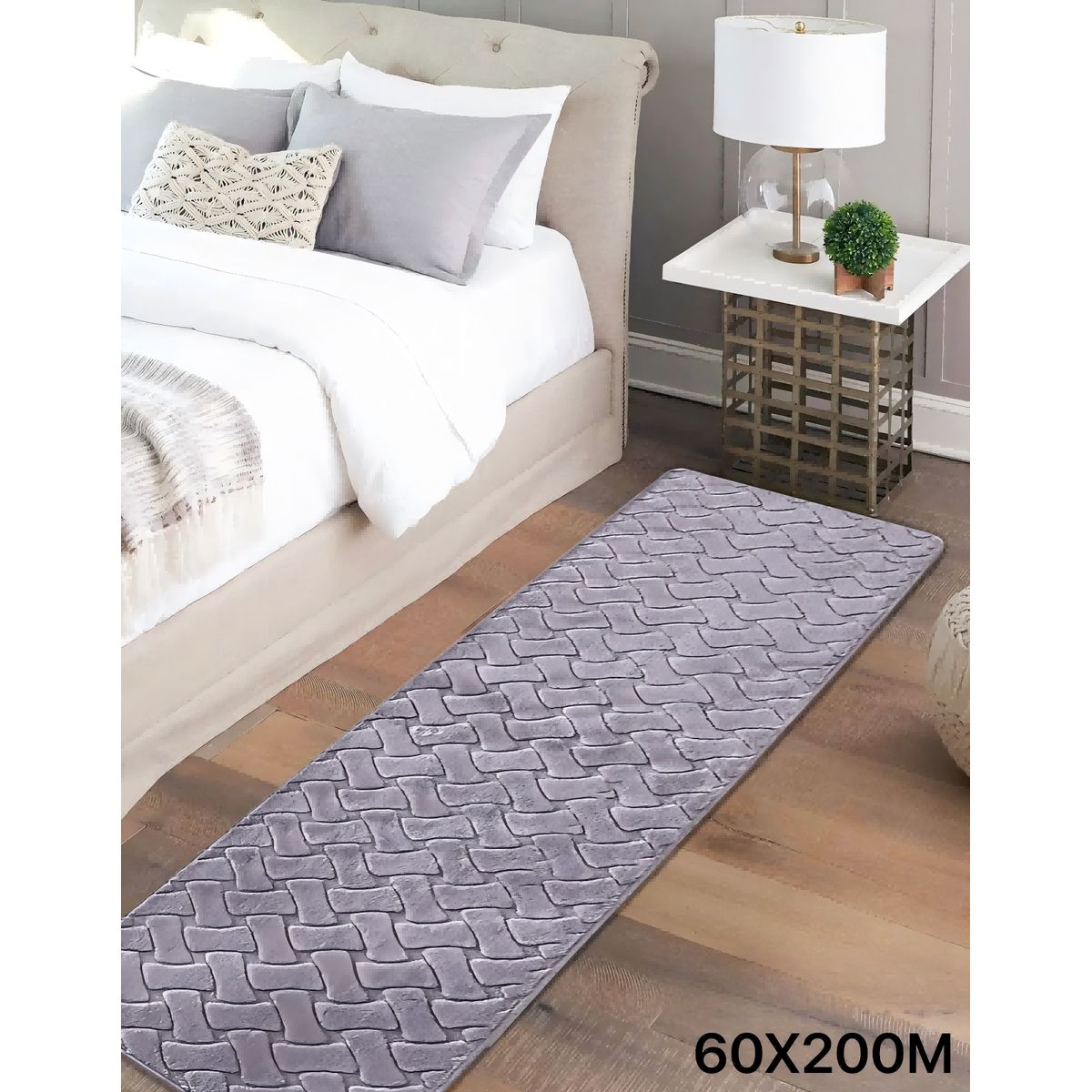 GENERICO - Alfombra moderna de pelo largo y suave para dormitorio 60x180cm