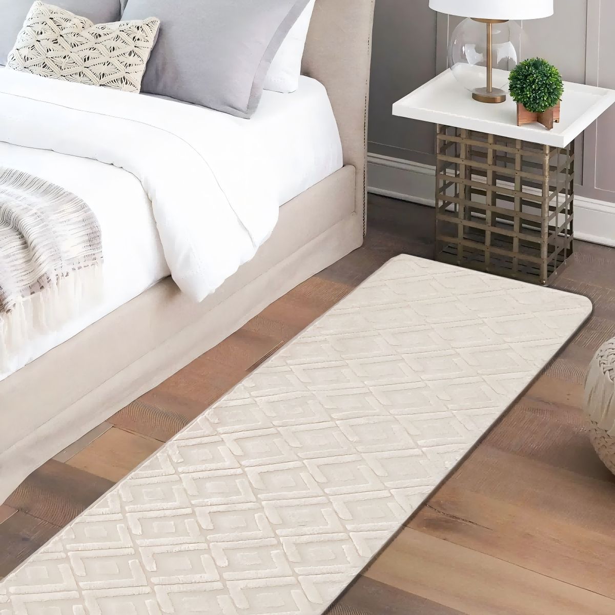 GENERICO - Alfombra moderna de pelo largo y suave para dormitorio 60x180cm