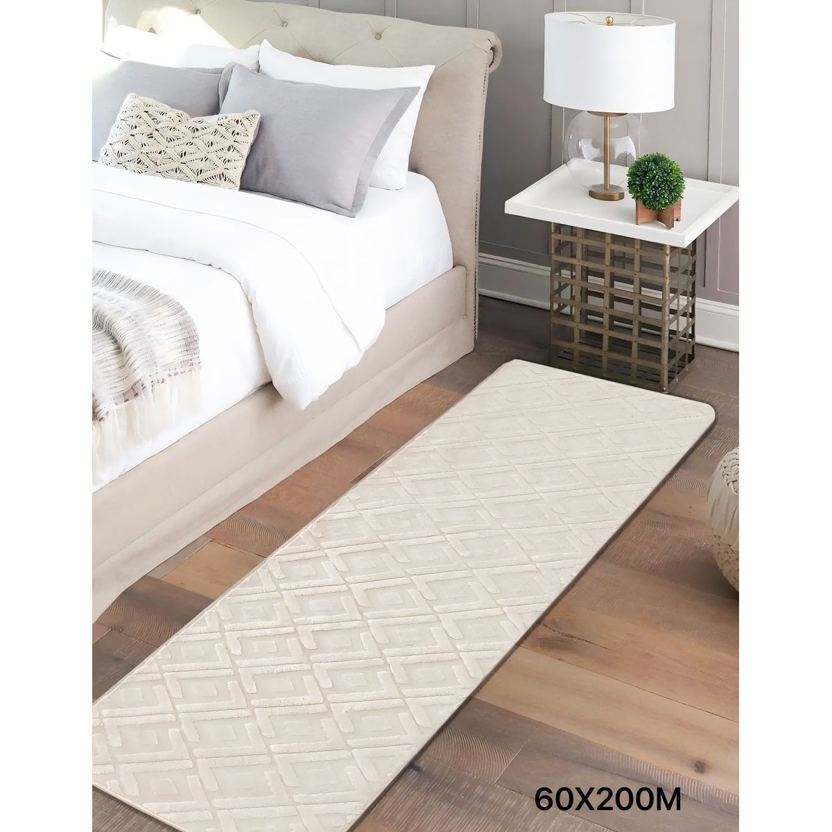 GENERICO - Alfombra moderna de pelo largo y suave para dormitorio 60x180cm